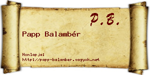 Papp Balambér névjegykártya