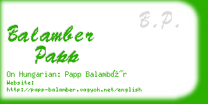 balamber papp business card